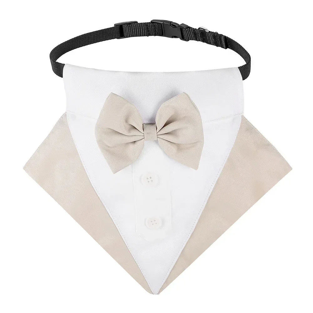 Formal Dog Tuxedo Bandanas Wedding Bow Ties Collar for Dogs Birthday Gentle Pet Costume Adjustable Tux Dogs Bandana Neckerchief