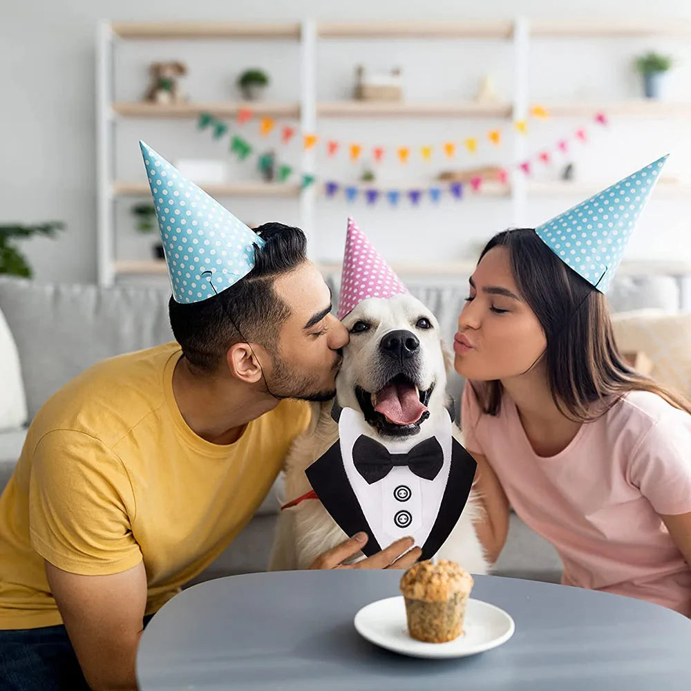 Formal Dog Tuxedo Bandanas Wedding Bow Ties Collar for Dogs Birthday Gentle Pet Costume Adjustable Tux Dogs Bandana Neckerchief
