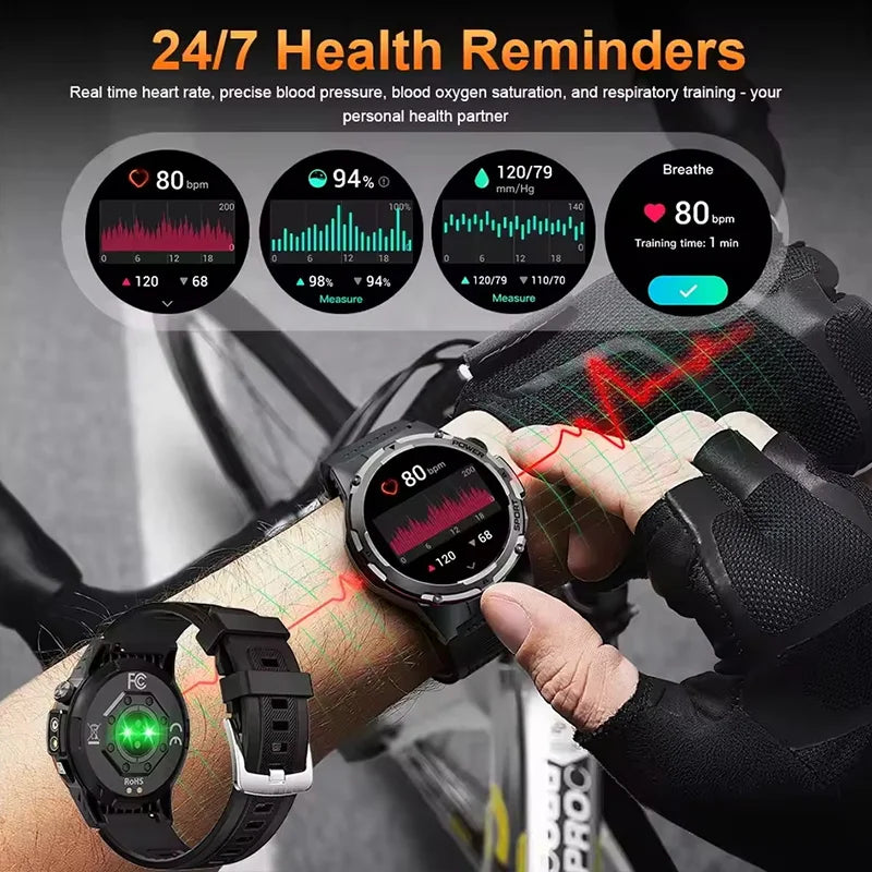 T-Rex 3 GPS Sports Waterproof Smart Watch Men 3ATM waterproof 500mAh Battery NFC Call 2025 New For Xiaomi Smartwatch UV+Infrared
