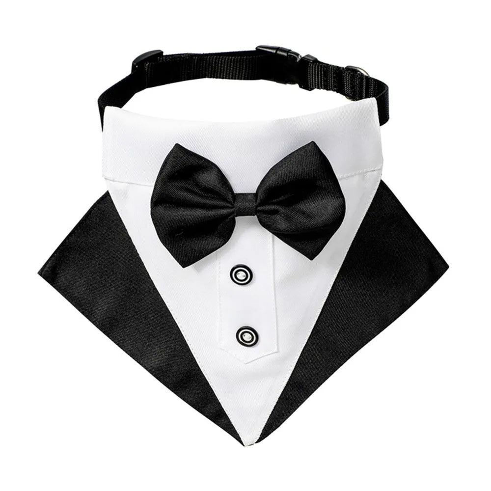 Formal Dog Tuxedo Bandanas Wedding Bow Ties Collar for Dogs Birthday Gentle Pet Costume Adjustable Tux Dogs Bandana Neckerchief