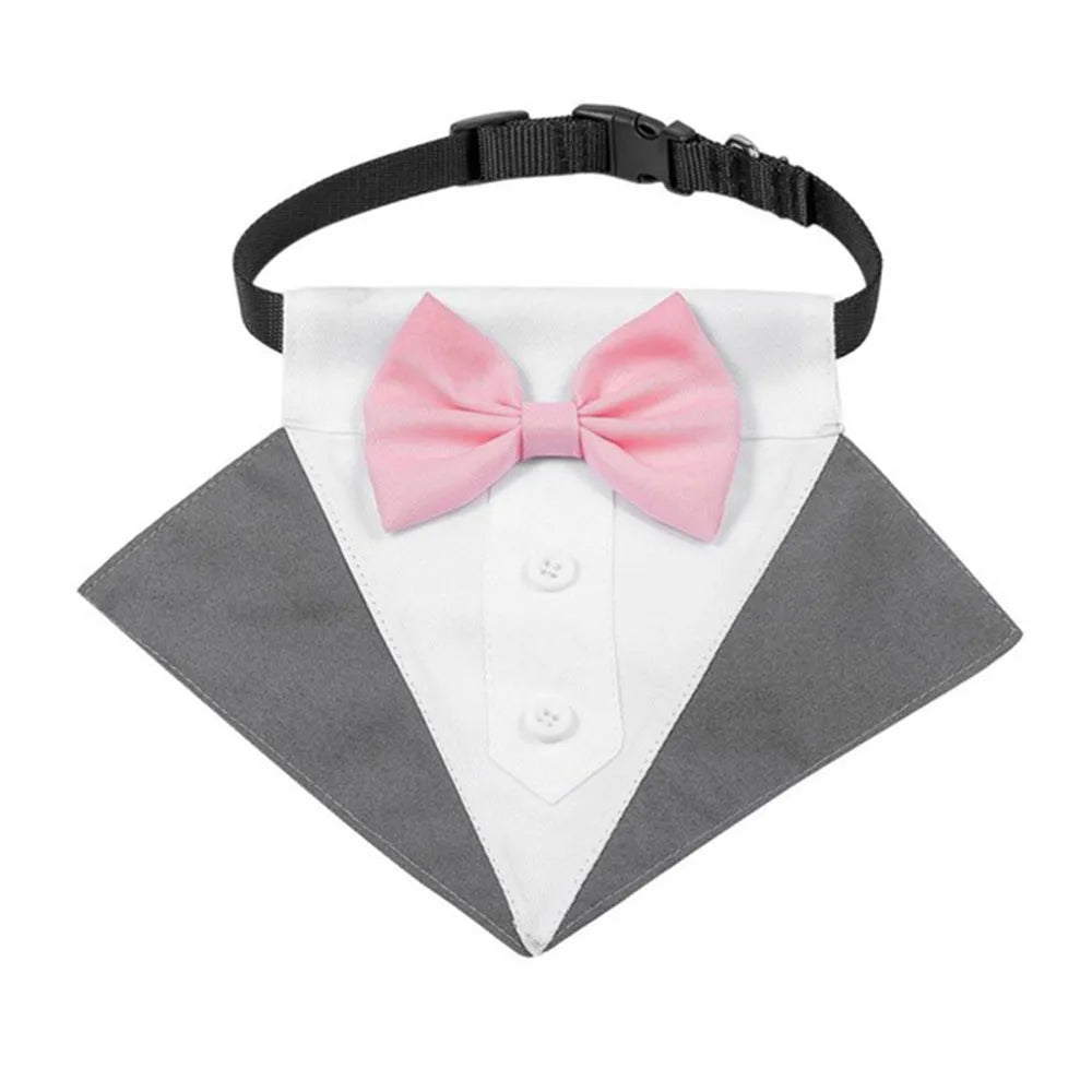 Formal Dog Tuxedo Bandanas Wedding Bow Ties Collar for Dogs Birthday Gentle Pet Costume Adjustable Tux Dogs Bandana Neckerchief