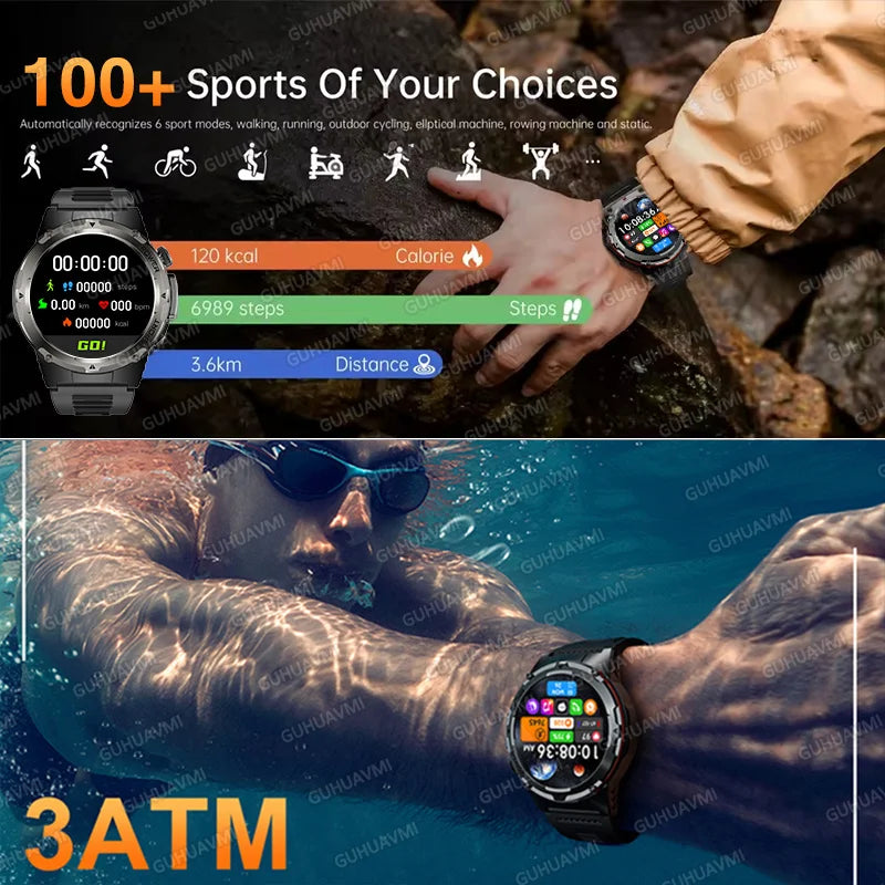 T-Rex 3 GPS Sports Waterproof Smart Watch Men 3ATM waterproof 500mAh Battery NFC Call 2025 New For Xiaomi Smartwatch UV+Infrared