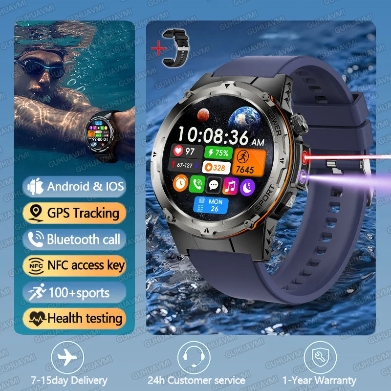 T-Rex 3 GPS Sports Waterproof Smart Watch Men 3ATM waterproof 500mAh Battery NFC Call 2025 New For Xiaomi Smartwatch UV+Infrared