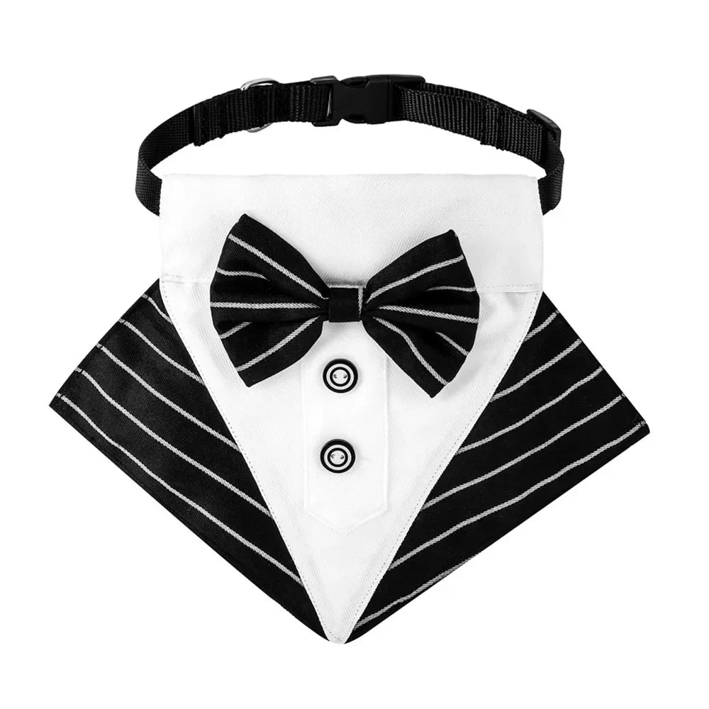 Formal Dog Tuxedo Bandanas Wedding Bow Ties Collar for Dogs Birthday Gentle Pet Costume Adjustable Tux Dogs Bandana Neckerchief