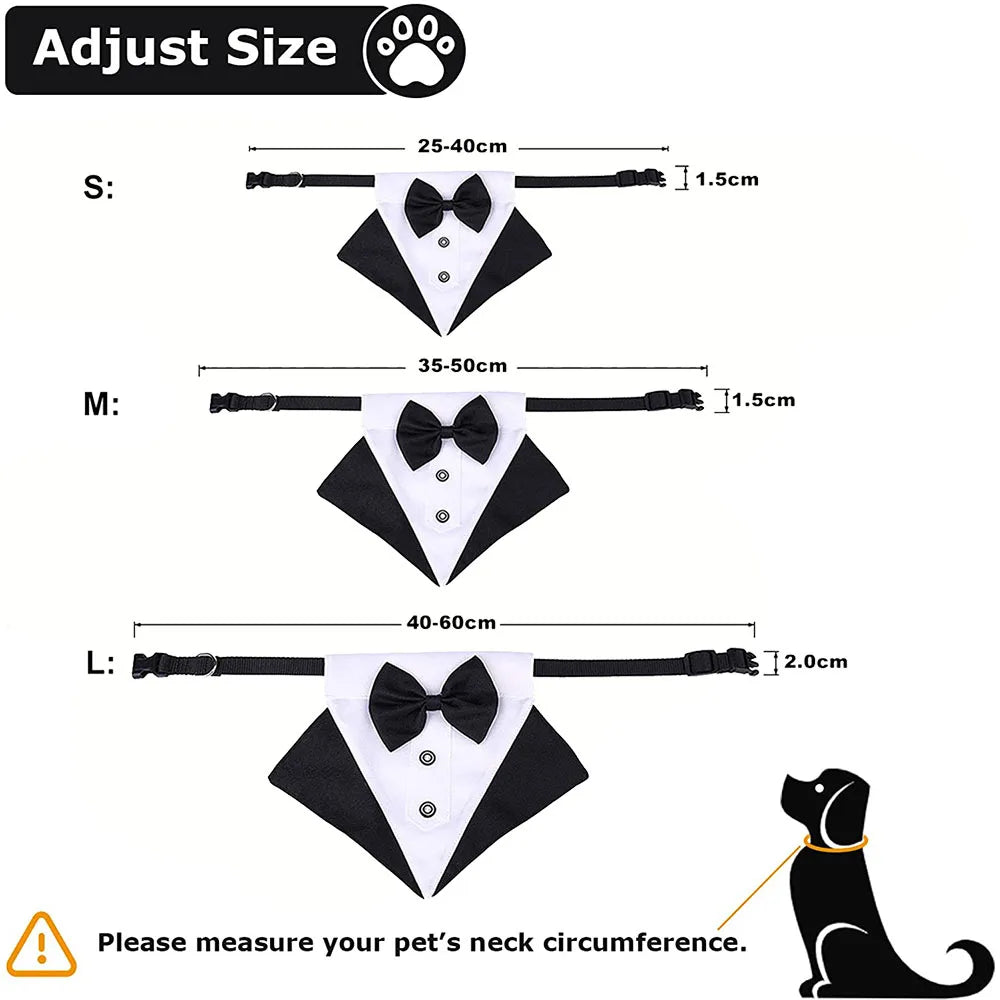 Formal Dog Tuxedo Bandanas Wedding Bow Ties Collar for Dogs Birthday Gentle Pet Costume Adjustable Tux Dogs Bandana Neckerchief