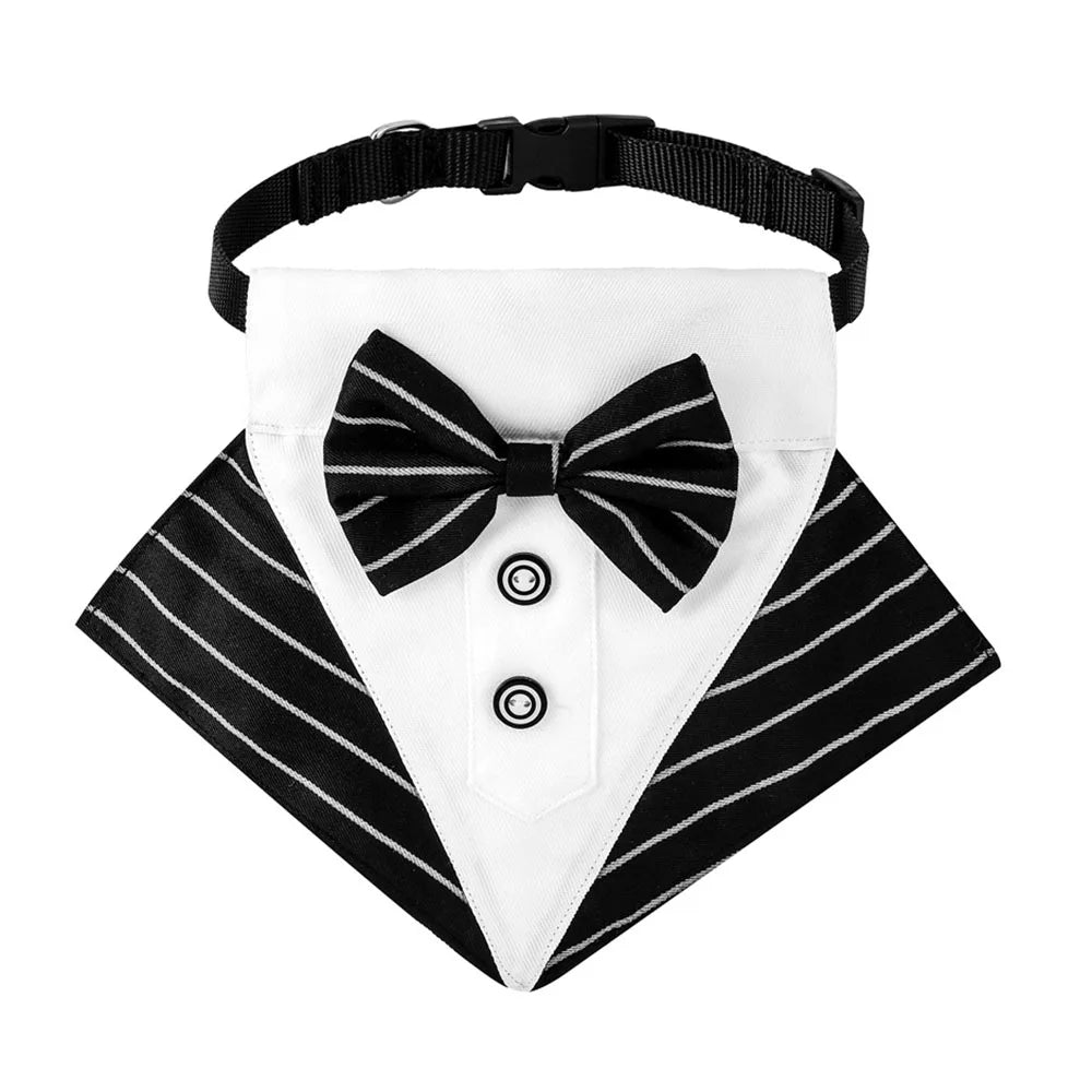 Formal Dog Tuxedo Bandanas Wedding Bow Ties Collar for Dogs Birthday Gentle Pet Costume Adjustable Tux Dogs Bandana Neckerchief