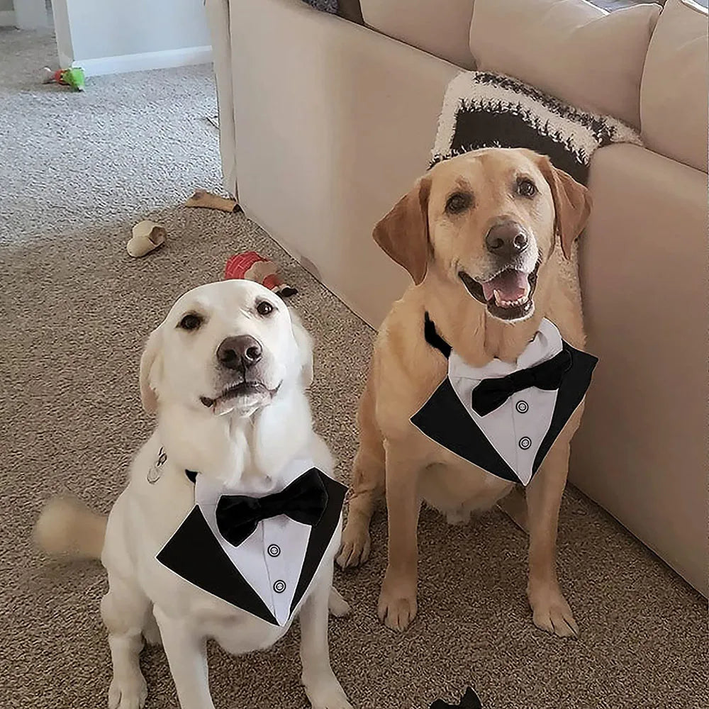 Formal Dog Tuxedo Bandanas Wedding Bow Ties Collar for Dogs Birthday Gentle Pet Costume Adjustable Tux Dogs Bandana Neckerchief