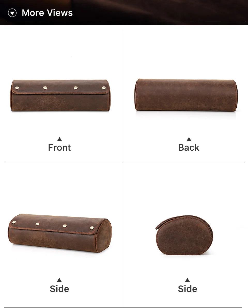 CONTACT'S FAMILY 3 Grids Genuine leather Watch box Men Watches Travel Storage and Packaging Wristwatch Case High Quality Gift