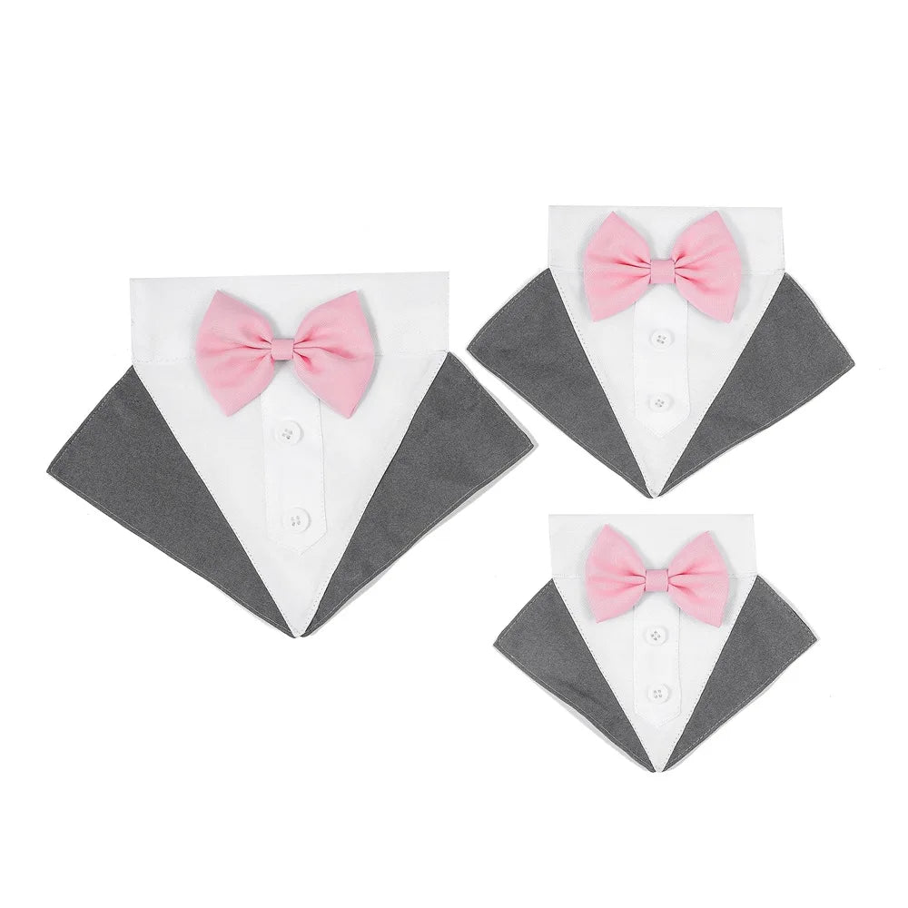 Formal Dog Tuxedo Bandanas Wedding Bow Ties Collar for Dogs Birthday Gentle Pet Costume Adjustable Tux Dogs Bandana Neckerchief