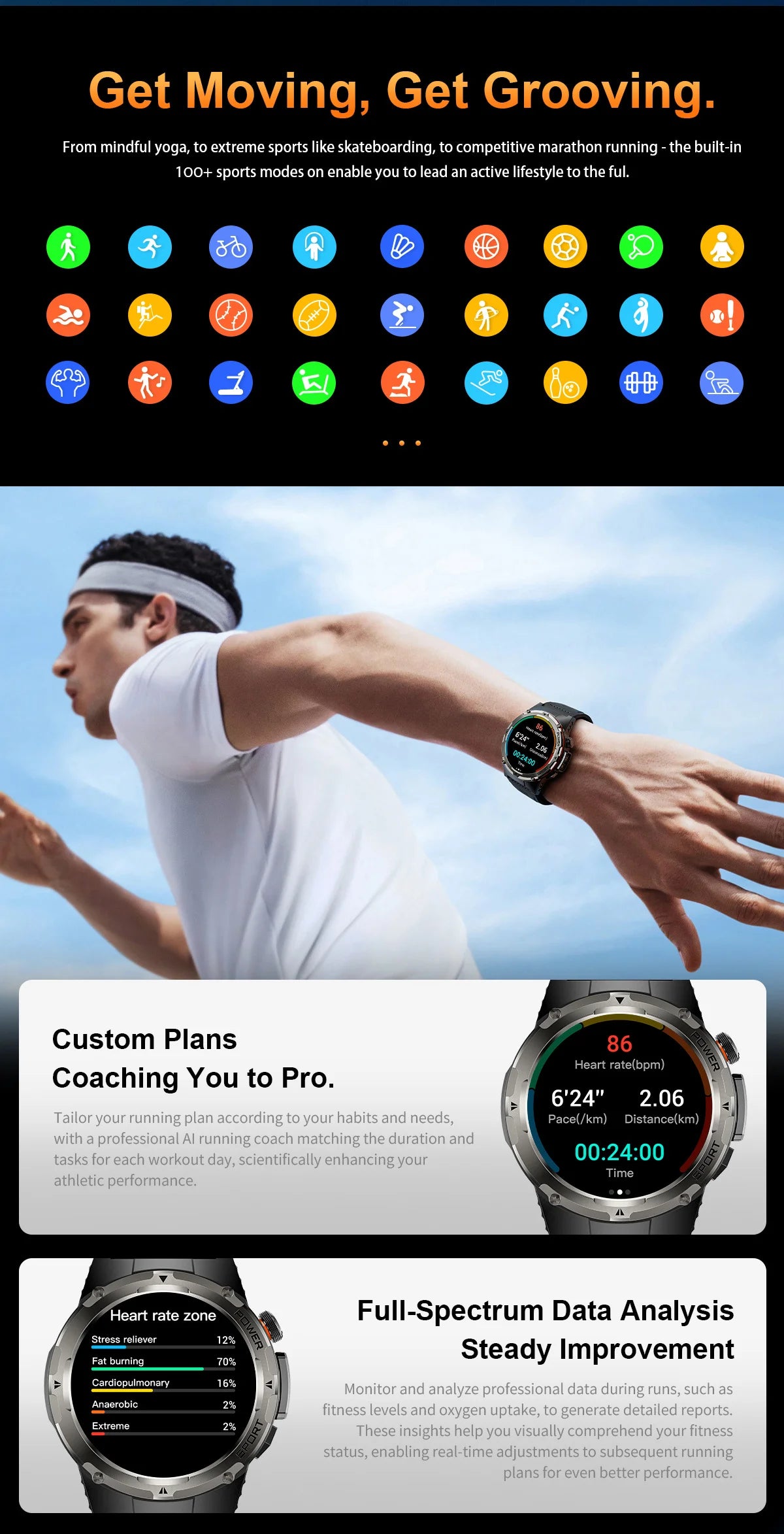T-Rex 3 GPS Sports Waterproof Smart Watch Men 3ATM waterproof 500mAh Battery NFC Call 2025 New For Xiaomi Smartwatch UV+Infrared