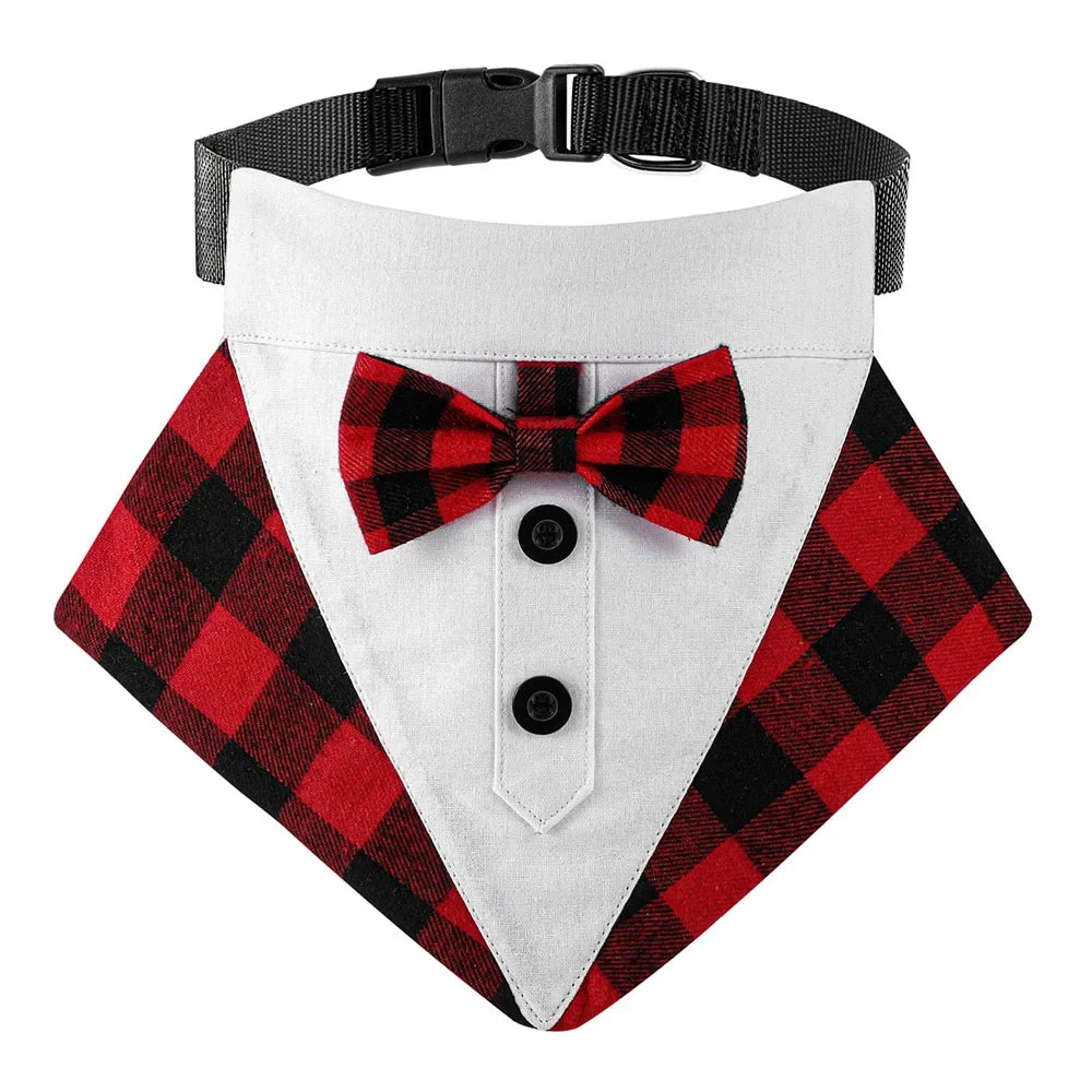 Formal Dog Tuxedo Bandanas Wedding Bow Ties Collar for Dogs Birthday Gentle Pet Costume Adjustable Tux Dogs Bandana Neckerchief