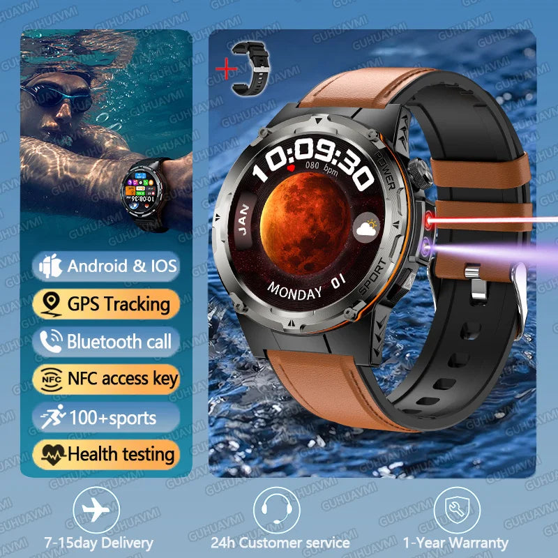 T-Rex 3 GPS Sports Waterproof Smart Watch Men 3ATM waterproof 500mAh Battery NFC Call 2025 New For Xiaomi Smartwatch UV+Infrared
