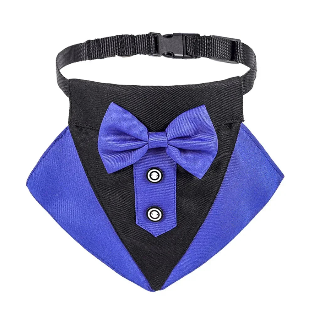 Formal Dog Tuxedo Bandanas Wedding Bow Ties Collar for Dogs Birthday Gentle Pet Costume Adjustable Tux Dogs Bandana Neckerchief