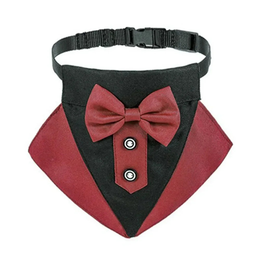 Formal Dog Tuxedo Bandanas Wedding Bow Ties Collar for Dogs Birthday Gentle Pet Costume Adjustable Tux Dogs Bandana Neckerchief