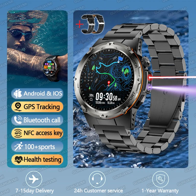 T-Rex 3 GPS Sports Waterproof Smart Watch Men 3ATM waterproof 500mAh Battery NFC Call 2025 New For Xiaomi Smartwatch UV+Infrared