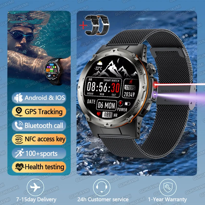T-Rex 3 GPS Sports Waterproof Smart Watch Men 3ATM waterproof 500mAh Battery NFC Call 2025 New For Xiaomi Smartwatch UV+Infrared