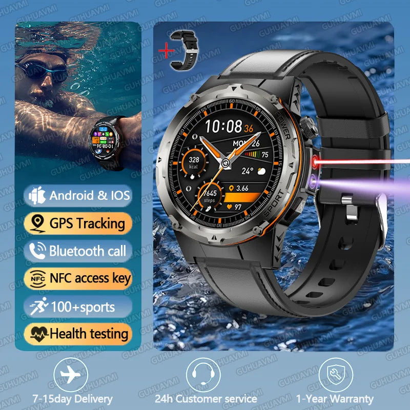 T-Rex 3 GPS Sports Waterproof Smart Watch Men 3ATM waterproof 500mAh Battery NFC Call 2025 New For Xiaomi Smartwatch UV+Infrared