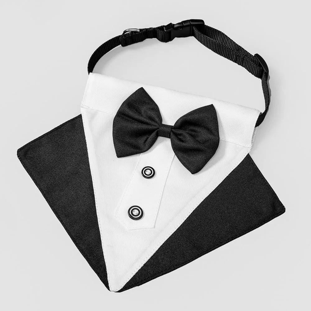 Formal Dog Tuxedo Bandanas Wedding Bow Ties Collar for Dogs Birthday Gentle Pet Costume Adjustable Tux Dogs Bandana Neckerchief