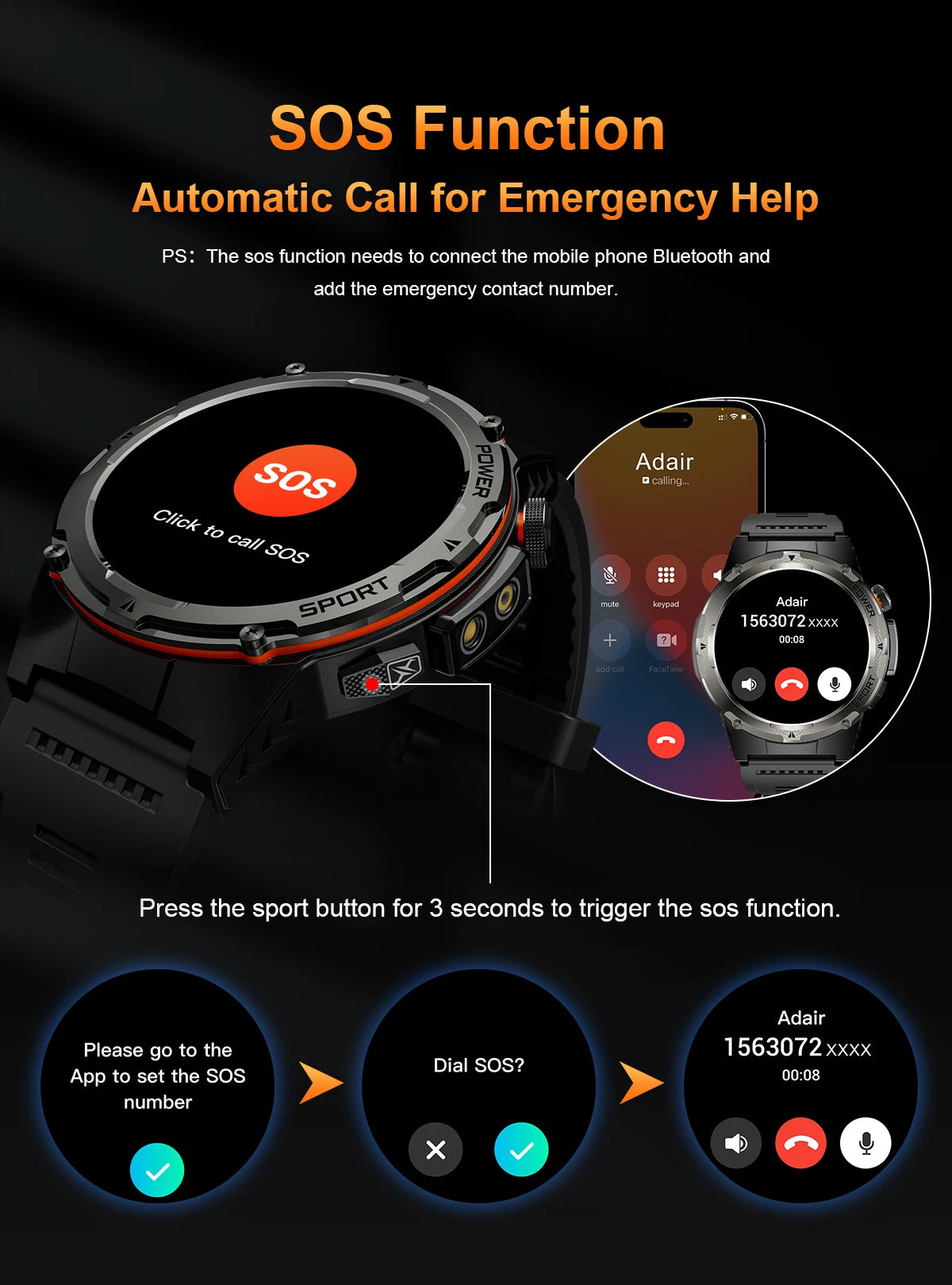 T-Rex 3 GPS Sports Waterproof Smart Watch Men 3ATM waterproof 500mAh Battery NFC Call 2025 New For Xiaomi Smartwatch UV+Infrared