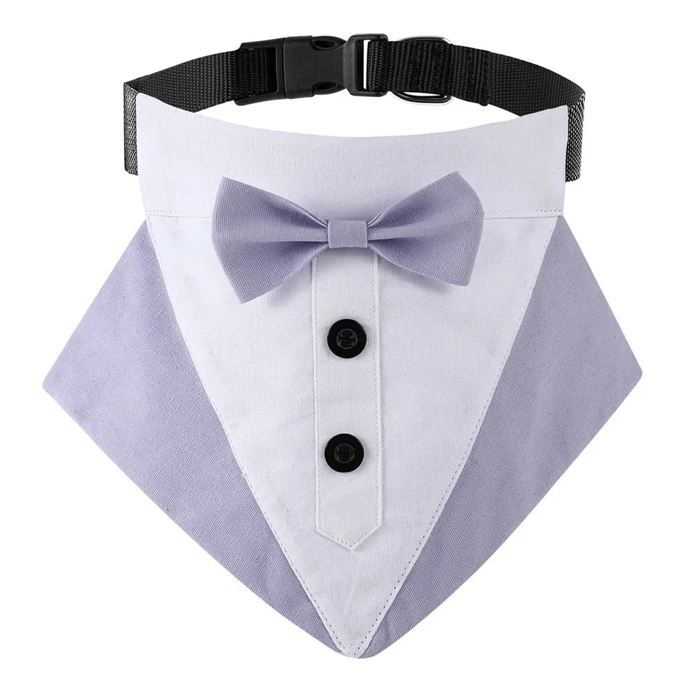 Formal Dog Tuxedo Bandanas Wedding Bow Ties Collar for Dogs Birthday Gentle Pet Costume Adjustable Tux Dogs Bandana Neckerchief