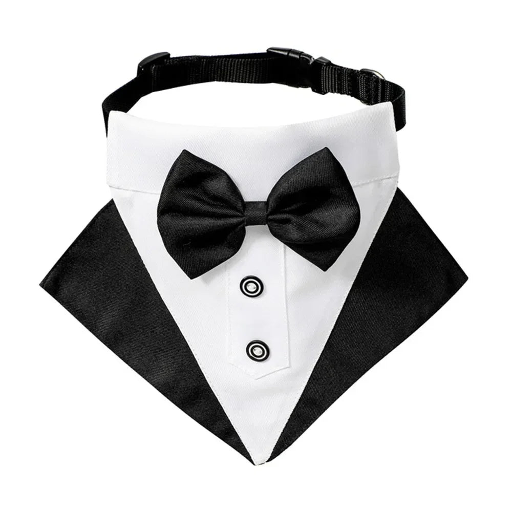 Formal Dog Tuxedo Bandanas Wedding Bow Ties Collar for Dogs Birthday Gentle Pet Costume Adjustable Tux Dogs Bandana Neckerchief