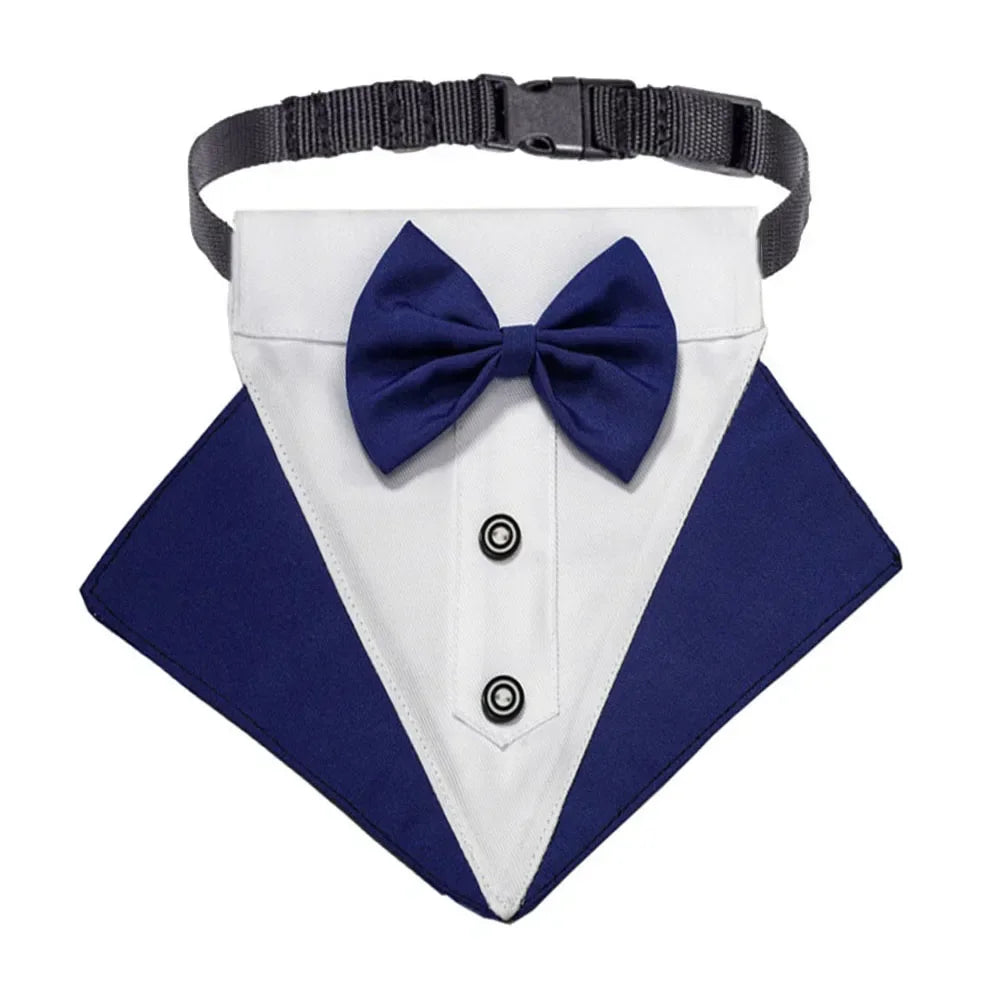 Formal Dog Tuxedo Bandanas Wedding Bow Ties Collar for Dogs Birthday Gentle Pet Costume Adjustable Tux Dogs Bandana Neckerchief