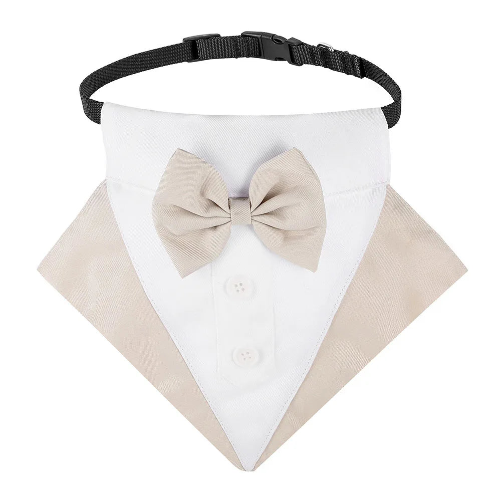 Formal Dog Tuxedo Bandanas Wedding Bow Ties Collar for Dogs Birthday Gentle Pet Costume Adjustable Tux Dogs Bandana Neckerchief