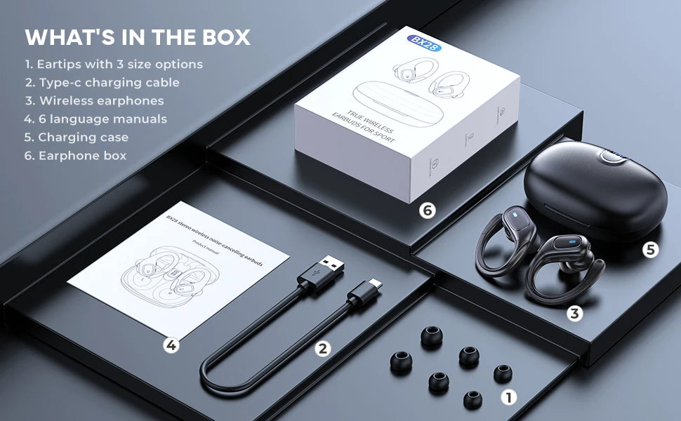 BX28 TWS Bluetooth 5.4 Earphones 9D Stereo Wireless In-Ear HiFi Headphones with Mic Hands-Free Headset for Android & iPhone