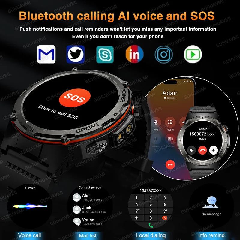 T-Rex 3 GPS Sports Waterproof Smart Watch Men 3ATM waterproof 500mAh Battery NFC Call 2025 New For Xiaomi Smartwatch UV+Infrared