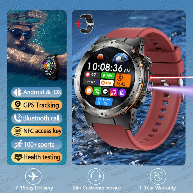 T-Rex 3 GPS Sports Waterproof Smart Watch Men 3ATM waterproof 500mAh Battery NFC Call 2025 New For Xiaomi Smartwatch UV+Infrared