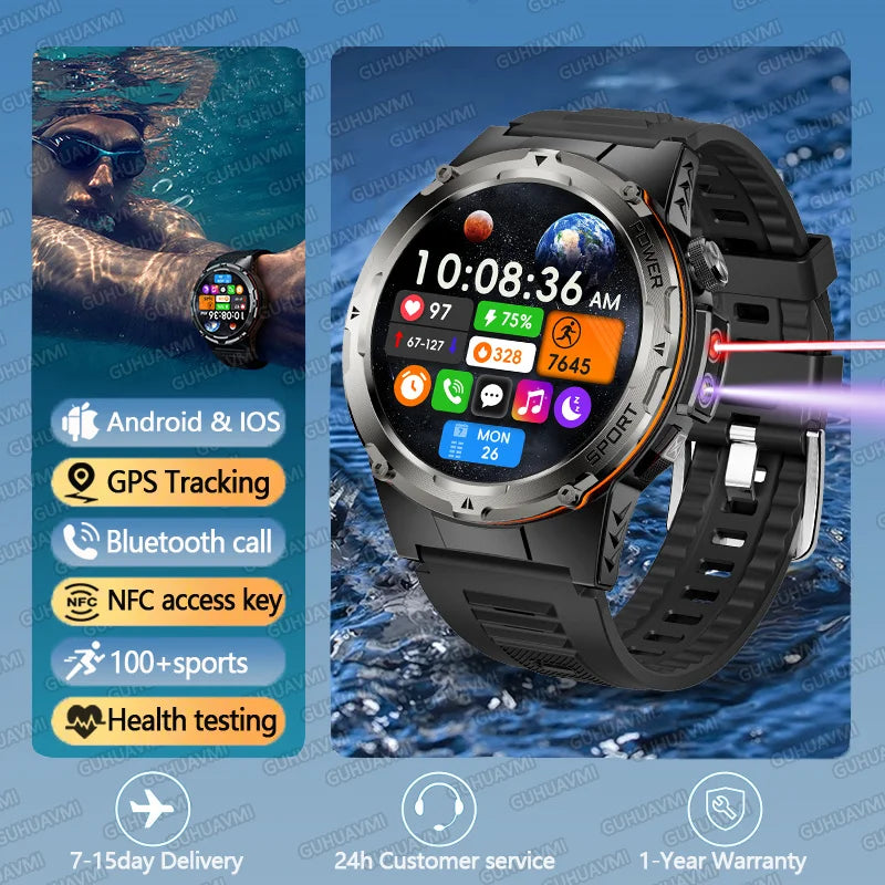 T-Rex 3 GPS Sports Waterproof Smart Watch Men 3ATM waterproof 500mAh Battery NFC Call 2025 New For Xiaomi Smartwatch UV+Infrared