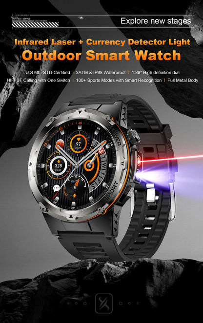 T-Rex 3 GPS Sports Waterproof Smart Watch Men 3ATM waterproof 500mAh Battery NFC Call 2025 New For Xiaomi Smartwatch UV+Infrared