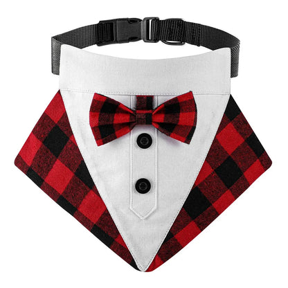 Formal Dog Tuxedo Bandanas Wedding Bow Ties Collar for Dogs Birthday Gentle Pet Costume Adjustable Tux Dogs Bandana Neckerchief