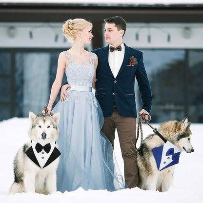 Formal Dog Tuxedo Bandanas Wedding Bow Ties Collar for Dogs Birthday Gentle Pet Costume Adjustable Tux Dogs Bandana Neckerchief