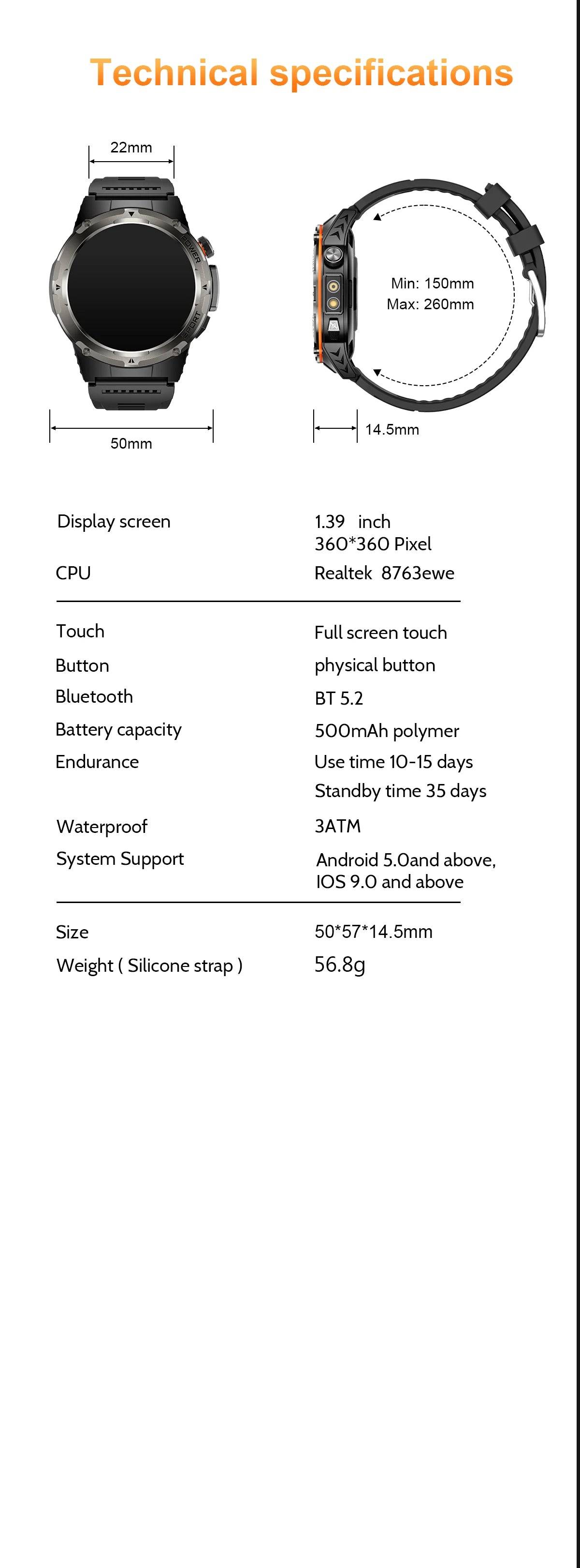 T-Rex 3 GPS Sports Waterproof Smart Watch Men 3ATM waterproof 500mAh Battery NFC Call 2025 New For Xiaomi Smartwatch UV+Infrared
